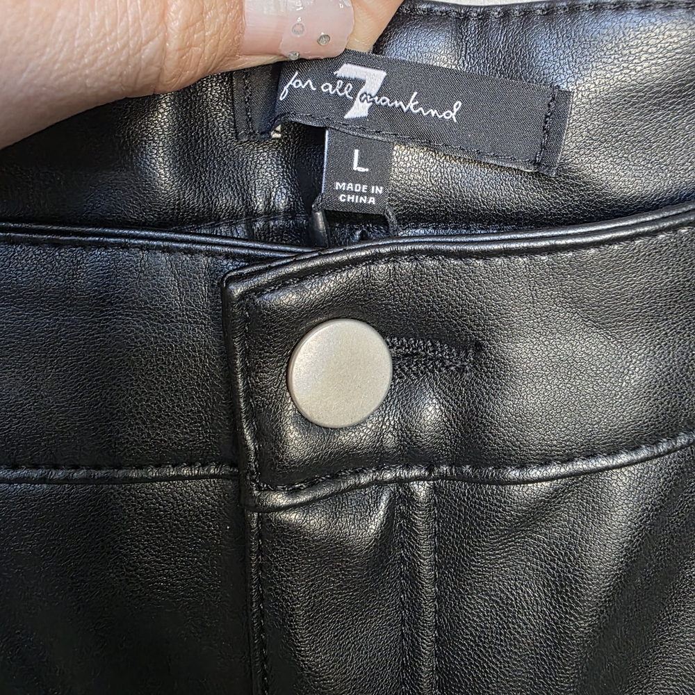 7 For All Mankind Black Vegan Leather Skinny Pants - Picture 5 of 15